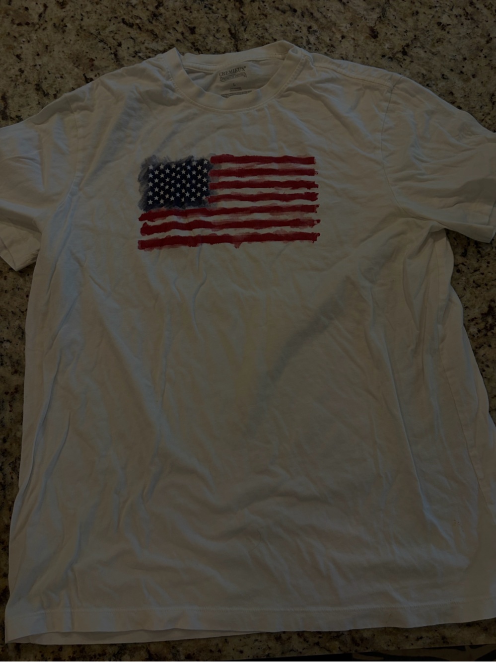 Daniel Cremieux White Crewneck Tee with American Flaf Logo